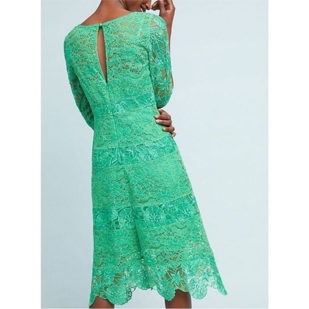 Tracy Reese x Anthropologie Vibrant Green Lace Midi Dress - Picture 2 of 5